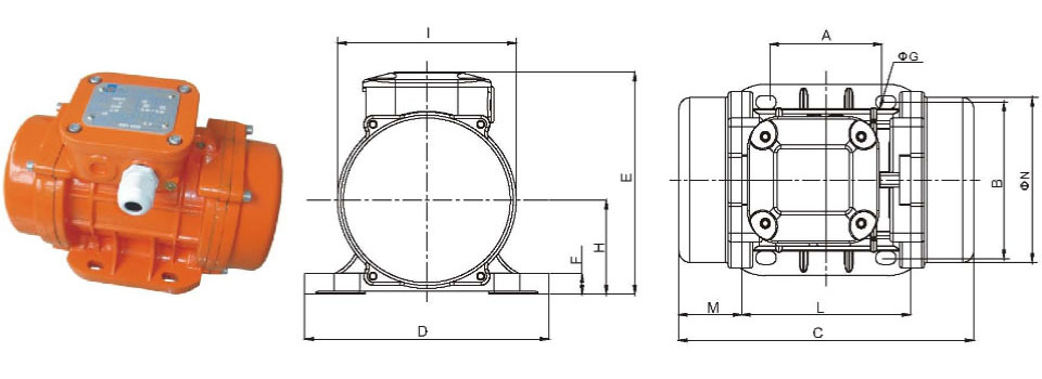 MVE交流单相振动电机尺寸图