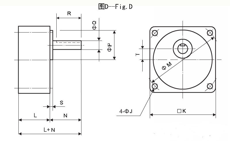 可逆调速电动机减速箱尺寸图2