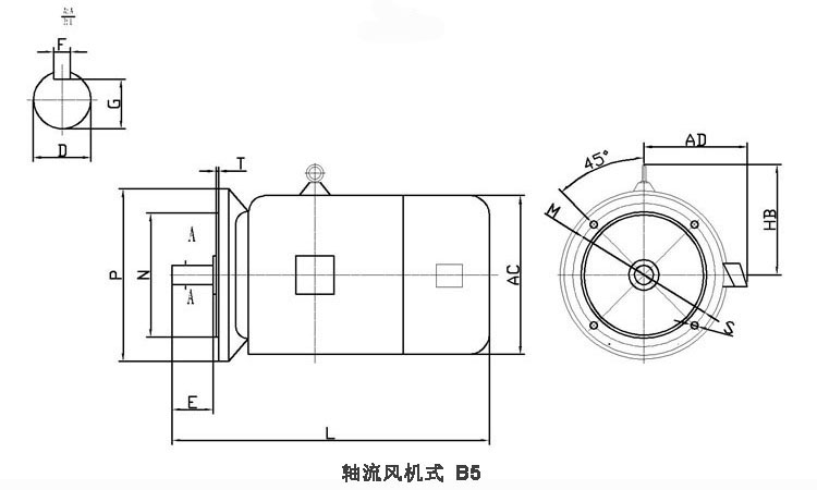 YLJ力矩电机轴流B5尺寸图